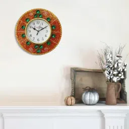 eCraftIndia Handcrafted Antique Design Papier-Mache Wooden Wall Clock-21
