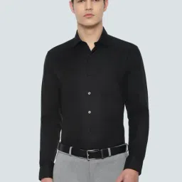 Louis Philippe Black Cotton Slim Fit Self Pattern Shirt-picture-21