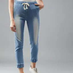 DOLCE CRUDO Light Blue Jogger Fit Trousers-picture-17