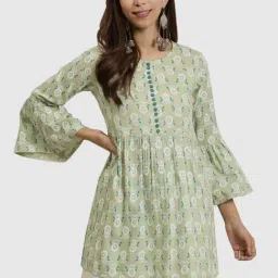 YASH GALLERY Green Printed A Line Kurti-picture-20