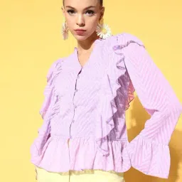 Melon by PlusS Lavender Striped Shirt-image-64