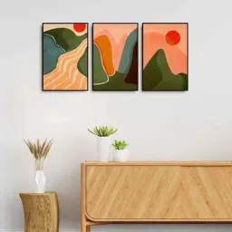 999Store Multicolor Canvas Wall Painting Panel With Fibre Frame - Set of 3-24