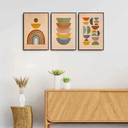 999Store Multicolor Canvas Wall Painting Panel With Fibre Frame - Set of 3-picture-28