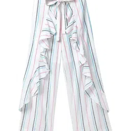Cub McPaws Kids White & Pink Striped Palazzo-image-81