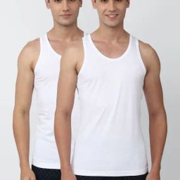 Peter England White Cotton Regular Fit Vest - Pack Of 2-picture-49