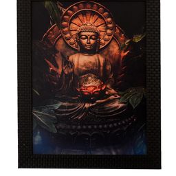 eCraftIndia Multicoloured Spiritual Buddha Satin Framed Wall Art-image-42