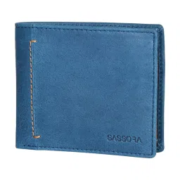 SASSORA Izan Navy & Tan Small Leather Bi-Fold Wallet for Men image 2