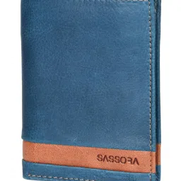 SASSORA Izan Navy & Tan Small Leather Bi-Fold Notecase for Men image 2
