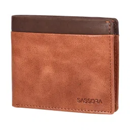 SASSORA Izan Tan & Brown Small Leather Bi-Fold Wallet for Men image 2