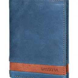 SASSORA Izan Navy & Tan Small Leather Bi-Fold Notecase for Men image 2