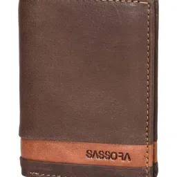 SASSORA Izan Brown & Tan Small Leather Bi-Fold Notecase for Men image 2