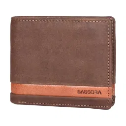 SASSORA Izan Brown & Tan Small Leather Bi-Fold Wallet for Men image 2