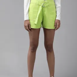 KASSUALLY Green Relaxed Fit Shorts-image-72