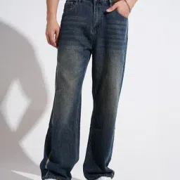 SHOWOFFFF Blue Denim Solid Relaxed Fit Jeans-picture-20
