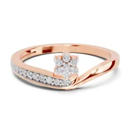 Sparkles 14k (585) Rose Gold Lab Grown Diamond 0.11 CT Round Shape Floral Ring-picture-34