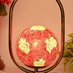 SOMIL Red Printed Glass Circular Shaped Table Lamp-image-37