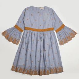 Bella Moda Kids Grey Embroidered Fit & Flare Dress-image-5