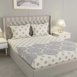 Raymond Home Shubham White 120 TC Cotton King Bedsheet with 2 Pillow Covers-image-52