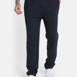 Octave Navy Cotton Regular Fit Striped Trackpants-image-53