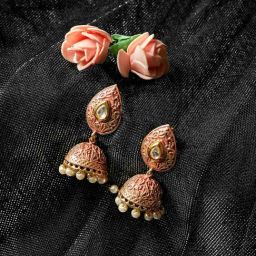 Panash Gold Plated Tear Shaped Jhumki Earrings-11