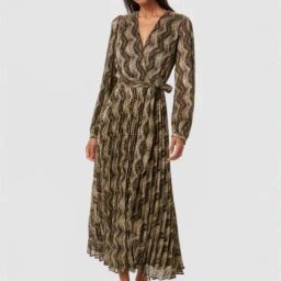 Forever New Green Texture A-Line Dress with Belt-image-30