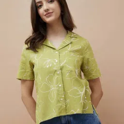 Fame Forever By Lifestyle Lime Green Cotton Regular Fit Printed Shirt-picture-47