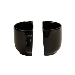 ExclusiveLane Unique Half Ceramic Cups Set In Black image 2