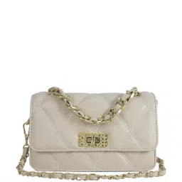 Kazo Off White Quilted Sling Handbag-image-20