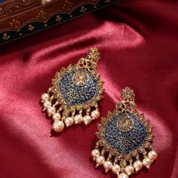 Panash Gold Plated Floral Drop Earrings-image-88