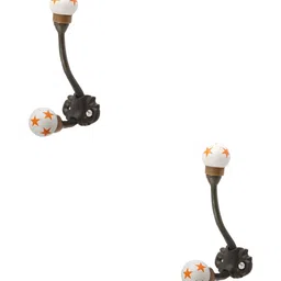 IndianShelf Orange & White 2 Piece Ceramic Star Key Holder Hangers for Clothes-11