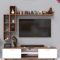 SPYDER CRAFT Engineered Wood TV Entertainment Unit (Wood Brown & White)-36