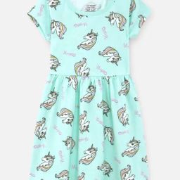 Nap Chief Girls Blue Cotton Relaxed Fit Printed Casual Dress-image-11