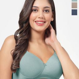 SHYAM SONS FLAIR PlainMould Pack Of 3 Full Coverage Lightly Padded T-Shirt Bra-image-69
