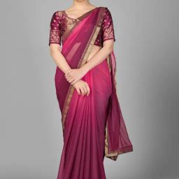 APNISHA Purple Tie & Dye Saree With Unstitched Blouse-picture-15