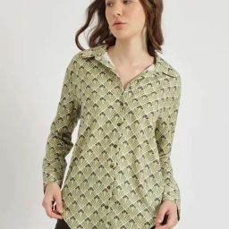 Fablestreet Green Geometric Shirt-image-37