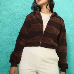 Campus Sutra Brown Striped Jacket-picture-23