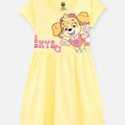 Nap Chief Girls Yellow Cotton Relaxed Fit Character Based Casual Dress-image-81