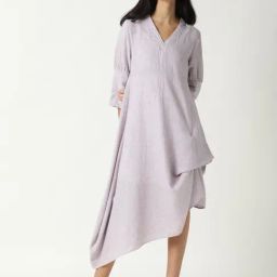 RAREISM Purple Linen Striped Dress-picture-24