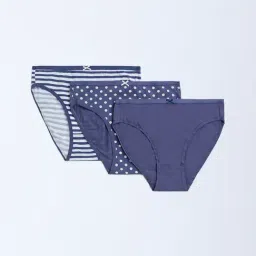 Wunderlove by Westside Dusty Blue Cotton-Blend Briefs - Pack of 3-image-68