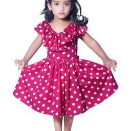 Shahina Fashion Girls Pink & White Polka Dot Printed A-Line Dress-image-69