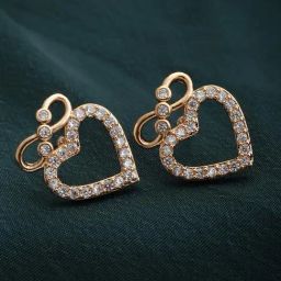 Panash Gold Plated Heart Shaped Stud Earrings-18