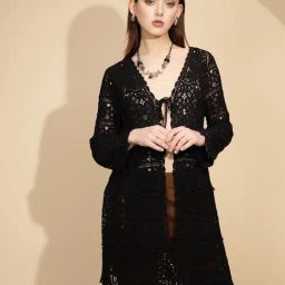 Global Republic Black Lace Long Shrug-image-76