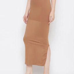 Clovia Brown Plain Saree Shapewear-image-46