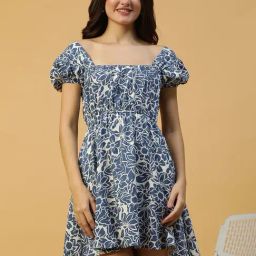 Oxolloxo Navy Regular Fit Printed Dress-image-69