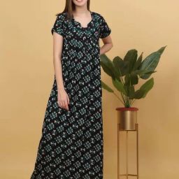 Sweet Dreams Black Cotton Printed Nighty-image-87