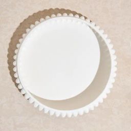 Westside Home White Ribbed Textured Serving Platter-43