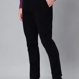 Hancock Black Slim Fit Solid Trousers-image-5