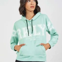 Styli Green Cotton Printed Hoodie-image-69