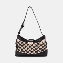 Forever Glam by Pantaloons Black Textured Medium Shoulder Handbag-picture-20