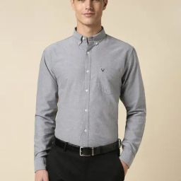 Men Grey Slim Fit Solid Full Sleeves Formal Shirts-picture-13